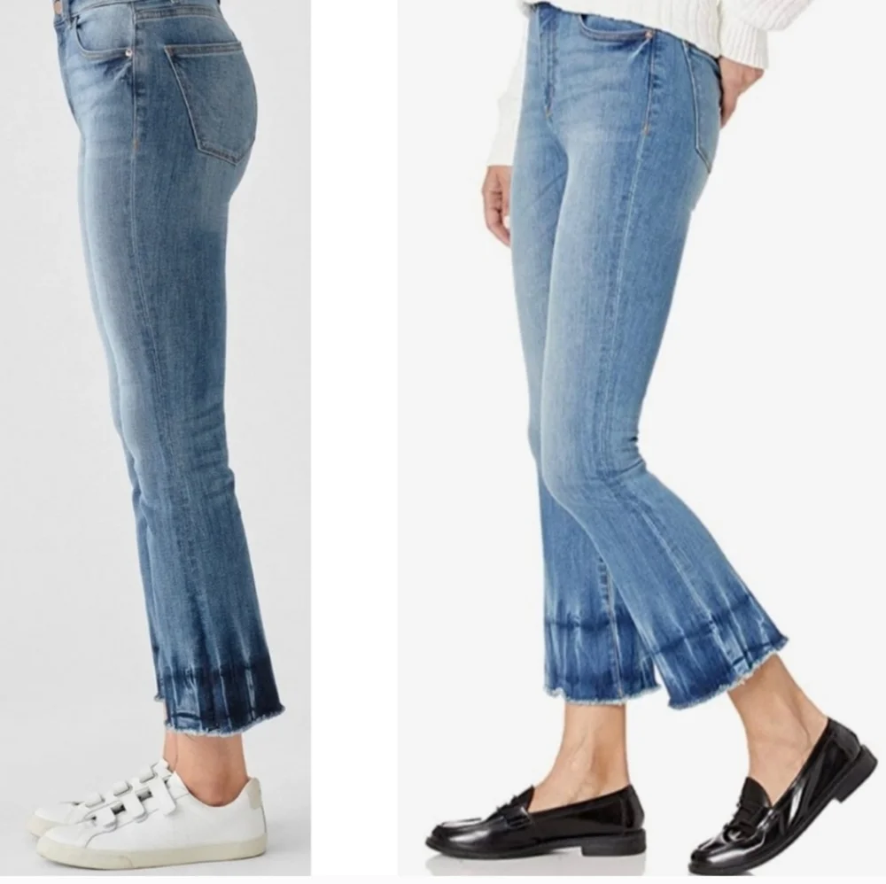 DL1961 Bridget Cropped‎ Hi-rise Instasculpt Kick Boot Jeans Frayed Hem Size 27